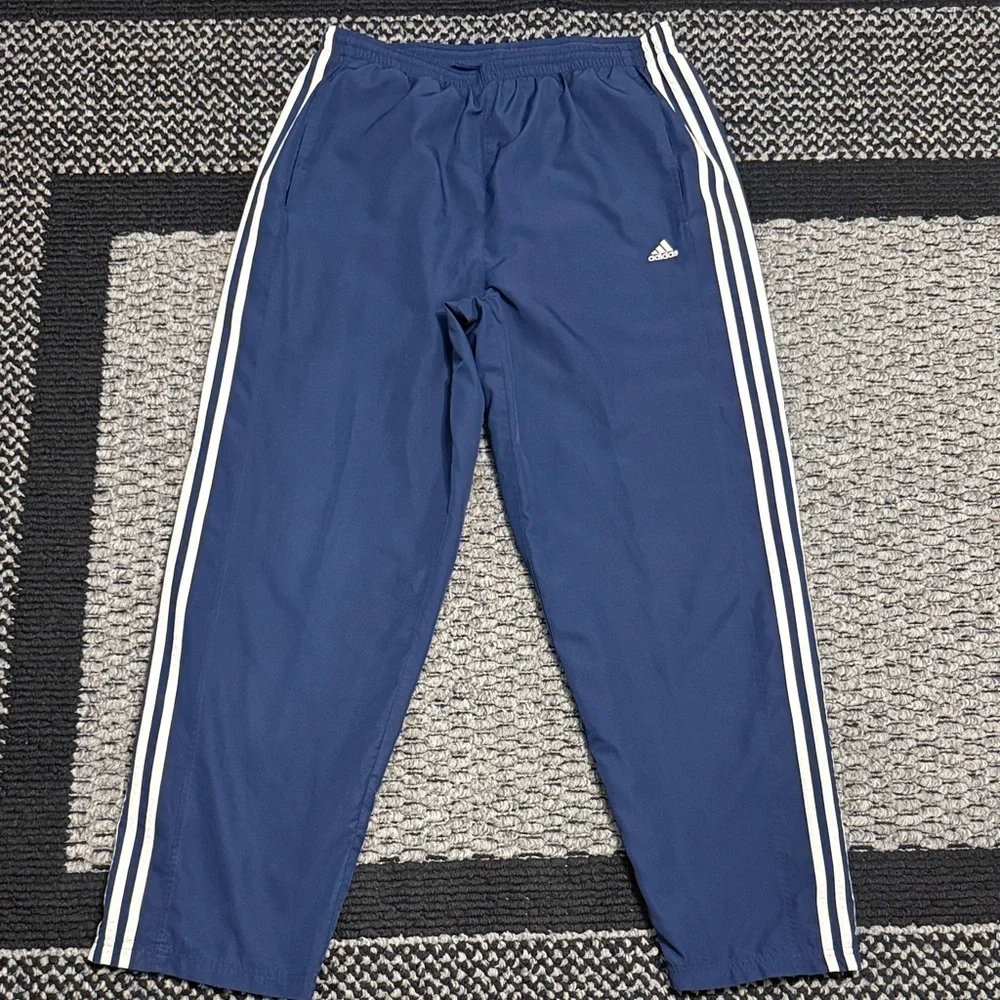 Vintage Adidas Track Pants Men’s L Navy White Stripe Mesh Lined Y2K Retro Casual
